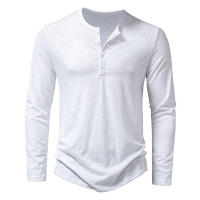 Camisa De Algodón Para Hombre Con Botones Cuello Henley Manga Larga Casual Color Sólido Moda Camisetas Transpirable Ligera Y De Wicking De Humedad - details 3