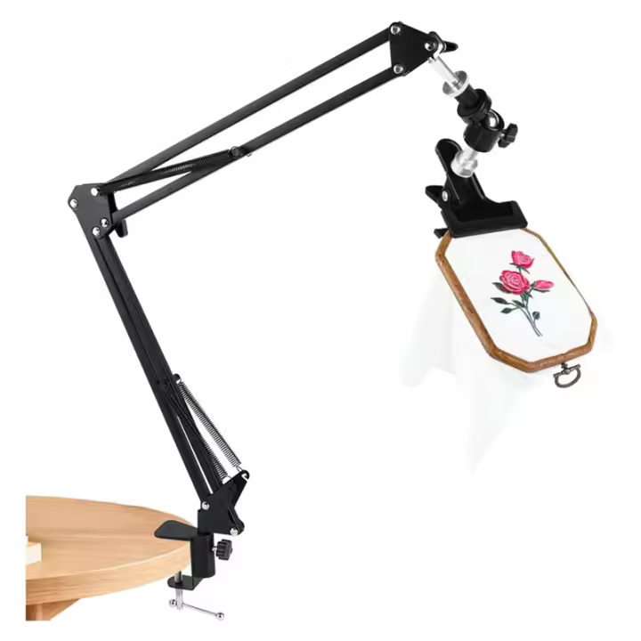 Soporte de aro de bordado para punto de cruz, soporte de aro de bordado giratorio de Metal ajustable con perilla giratoria de 360 - 1