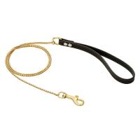 Correa de Oro para Perros con Asa Acolchada Resistente a Mordeduras Cadenilla de Lujo para Paseos Cubana para Mascotas - details 5