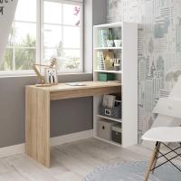 Estanteria Reversible, Mesa de Ordenador, Blanco Artik y Roble Canadiense, Medidas: 120 cm (Ancho) x 53 cm (Fondo) x 144 cm (Alto) - details 1