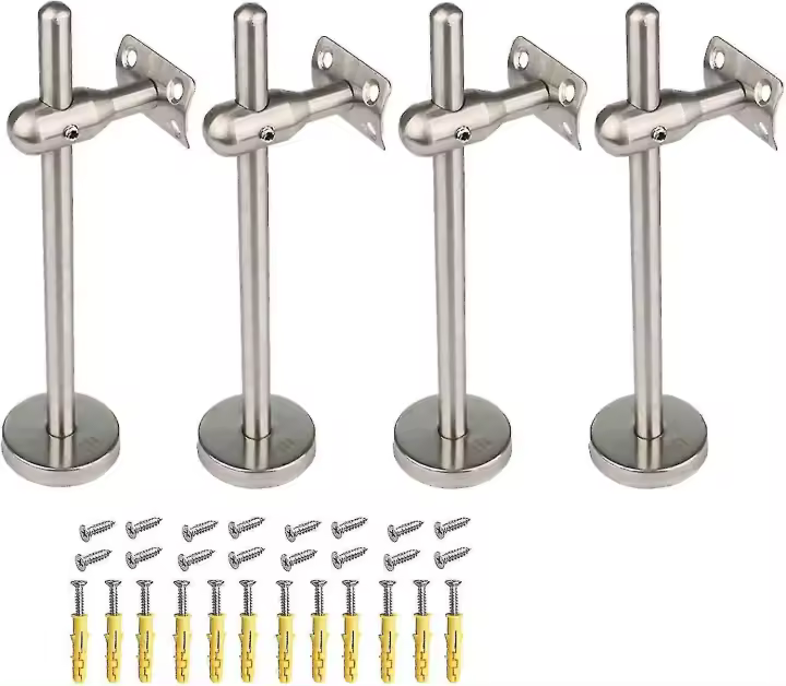 Soporte de Manillar de Escalera de Acero Inoxidable Ajustable 4pcs Ideal para Madera Redonda - 1