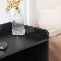 Mesilla de Noche con Luces LED, Mesilla de Noche con Base de Carga, Mesita Auxiliar con 2 Cajones, Adecuada para Dormitorio, Sala de Estar, Diseño Moderno, Negro EBK28CDBZ01 - details 7