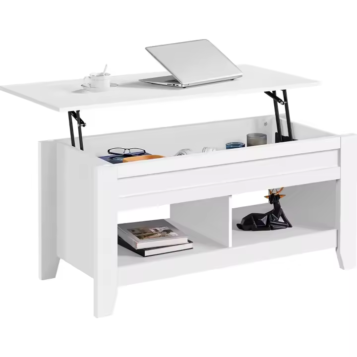 Mesa de Café Elevable Estilo Mueble para Sala de Estar con Revistero Madera MDF 104.5 x 49.5 x (49-61.5) cm - 1
