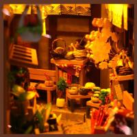 Estante de madera para libros, miniatura de casa de bosque con luciérnagas, casa de muñecas con animales, sujetalibros, juguete para adultos y niños, regalo. - details 8