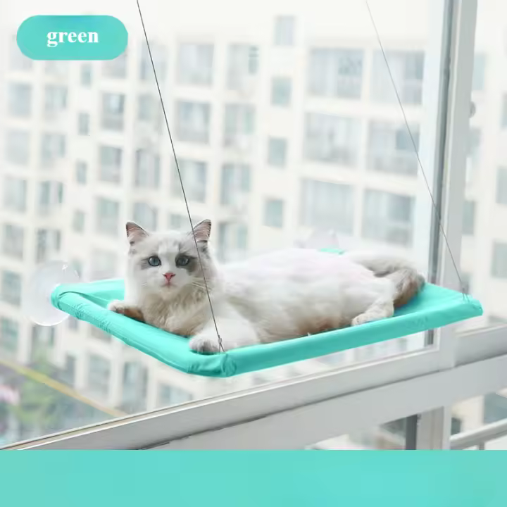 Hamaca de Ventana para Gatos Percha de Solación con Diseño Oscilante Instalación sin Taladro en Vidrio/Balcón Cama de Mascota Duradera para Relaxar - 1