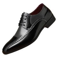Zapatos elegantes de cuero para hombre, calzado Formal de lujo para oficina, fiesta, negocios, marrón, inglés, color negro - details 0