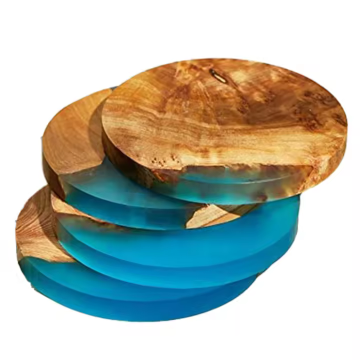 Posavasos de madera con resina epoxi, posavasos de Bar para bebidas, posavasos modernos para Bar, cocina, hogar y apartamento, paquete de 4 - 1