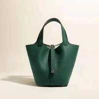 Bolso de mano a la moda para mujer, bolso Togo de gran capacidad, capa de cabeza de cuero de vaca, forma de cubo de agua, mochila de lujo de alta gama, novedad de 2024 - details 13