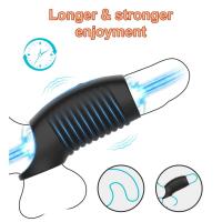 Leten 2 en 1 funda vibratoria anillo de Control de aplicación extensor de eyaculación retardante masculino vibrador juguetes sexuales para adultos - details 8