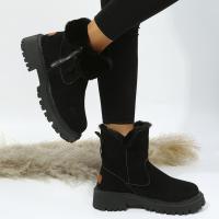 Botas de invierno de las mujeres de moda, zapatos de algodón cálidos y gruesos, forro de agarre a mitad de la pantorrilla, las mujeres de una sola pieza de invierno botas de ante tobillo - details 21