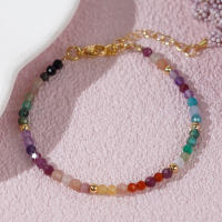 1 unidad 2024 Día de San Valentín chapado en oro de 18K piedras preciosas multicolores joyería delicada pulseras de cuentas para mujer regalo de Año Nuevo - details 3
