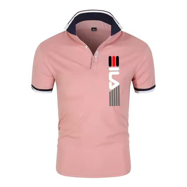Polo con solapa estampada para hombre, Camiseta ajustada de manga corta, de negocios, informal, de alta calidad, a la moda, de v - 1
