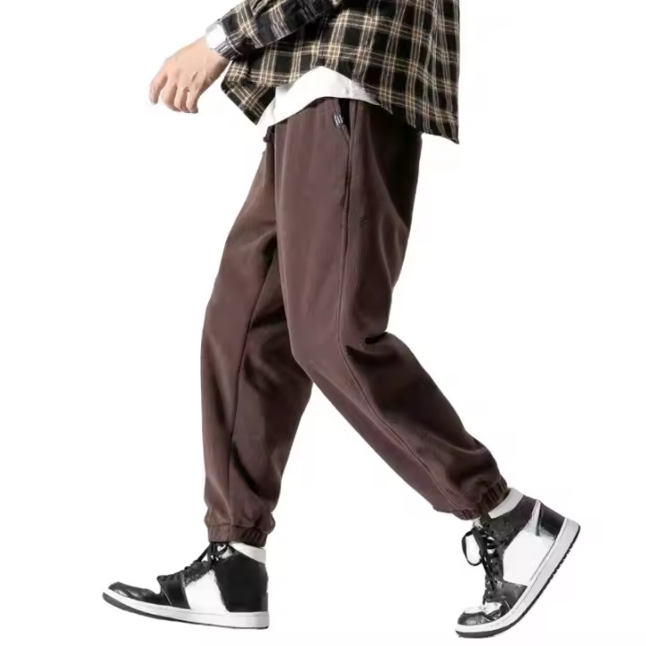 Ropa deportiva de lana polar para hombre, pantalones informales cálidos con cintura elástica para correr, otoño e invierno - 1