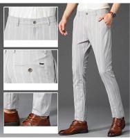 Pantalones Casuales a Rayas para Hombres Cómodos Negros, Khaki, Vino Rojo - details 3