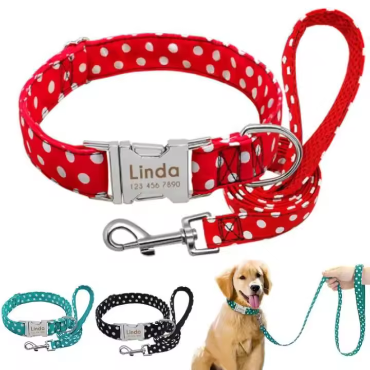 Collar de nailon personalizado perro, accesorio para mascotas pequeñas, medianas grandes, Pitbull, rojo, azul y negro - 1
