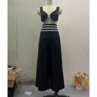 2025 Nueva Moda Traje de Mujer, Color Clashing Corte Bajo Chaleco Corto + Pantalones Casual, Conjunto de Dos Piezas - details 11