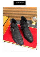 Moda para hombre Botas de cuero británicas con aumento de altura Negocios Retro Cremallera Locomotora Botas de tacón alto - details 2