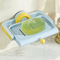 Caja de jabón giratoria creativa, contenedor de jabón de baño autodrenante montado en la pared, jabonera de plástico antideslizante con drenaje de agua para cocina - details 9