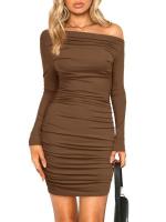 Vestido de manga larga con hombros descubiertos para mujer, ropa holgada de color sólido, precio asequible, G Haruku X - details 6