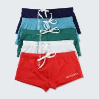 Pantalones cortos de natación para hombre con cordón en la cintura elástica Slim Fit U convexo cintura media Boxers de baño surf deportes acuáticos bañadores - details 2