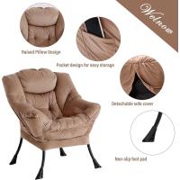 Silla perezosa con otomana, silla moderna con reposabrazos y bolsillo lateral, sillón de lectura con reposapiés para espacios pequeños, color verde afelpado - details 47