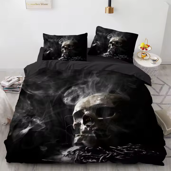 Funda de edredón, juego de cama desgastado, juego de cama individual, doble, tamaño Queen y King, juegos de funda nórdica para dormitorio de niños y adultos, juego de sábanas de esqueleto - 1