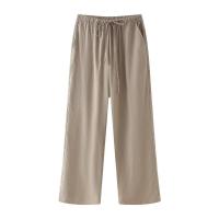 BUNO-Conjunto de pantalón de pierna ancha para mujer, chaqueta fina de manga larga con cuello de pico y solapa, abrigo con cinturón, traje liso para verano, 2025 - details 5