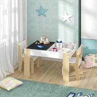 Cajones de Almacenamiento, Mesa Infantil con 2 Sillas de Madera Pizarra para Sala de Juegos - details 1