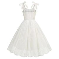Vestido de Cintura Ajustado con Malla Bordada Retro 2024 Estilo Spaghetti Strap Vintage para Mujeres Ideal para Fiestas de Noche, Celebraciones y Cumpleaños - details 2