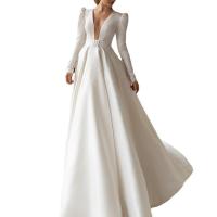 Vestido de mujer con satén blanco socialité que parece delgado y alto, vestido estilo francés - details 8