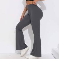 Pantalones acampanados con cintura en V, leggings de yoga de secado rápido de cintura alta, pantalones deportivos de pierna ancha para Fiess - details 31