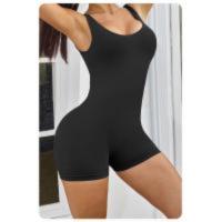 Traje deportivo de yoga para mujer sin costuras con espalda hueca en ropa ancha de nylon para gimnasio sin mangas cuello redondo para primavera/verano - details 6
