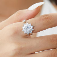 Anillo giratorio de flor de molino de viento con copos de nieve de circonio de cristal a la moda para mujeres y niñas, joyería para fiesta, regalo antiestrés - details 6