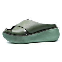 Sandalias de rebote con correa cruzada para mujer, zapatillas de cuero PU antideslizantes, Vintage, Verano - details 3