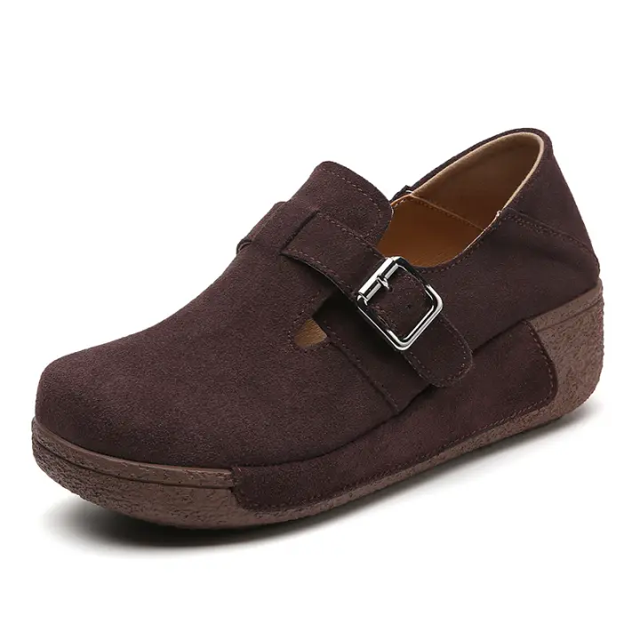 Mocasines de cuña para mujer, cómodos mocasines sin cordones, zapatos de plataforma suaves y gruesos - 1