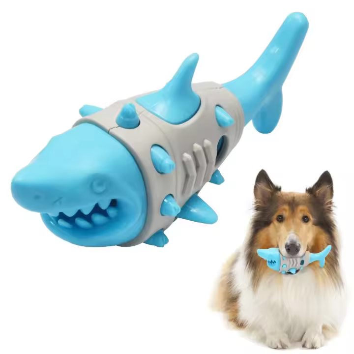 Juguete masticable de tiburón simulado para mascotas, resistente al desgaste con cuerda, juguete de comida que fuga para mascotas, juguete de entrenamiento para mascotas resistente a las mordeduras, juguete para olfatear y esconder comida - 1