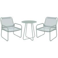 Juego de Muebles de Jardín Exterior Mesa Redonda, Sillas y Taburete de Acero con Respalones Ajustables para el Descanso - details 0