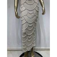 Vestido largo ajustado con cuentas de perlas blancas y cuello en V sexi para mujer, vestido elegante de fiesta de noche y cumpleaños - details 4