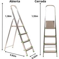 Escalera de Aluminio Antideslizante Ligera y Resistente 6 Peldaños con Gancho de Pared Multiusos - details 9