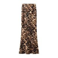 BUNO-falda Midi ajustada de leopardo satinado a la moda para mujer, faldas elegantes Vintage de cintura alta elástica para mujer - details 3
