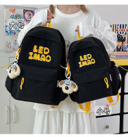 Mochila coreana simple de color sólido con alfabeto para estudiantes, mochila ligera de gran capacidad para viajes, mochila informal versátil - details 30