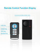 Alarma antirrobo para puerta y ventana, alarma de vibración inalámbrica con Control remoto, sensores de seguridad para bicicleta, 110dB - details 3