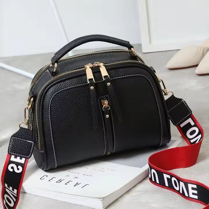 Bolso de hombro de las mujeres de cuero de la PU Crossbody bolso pequeño del mensajero del bolso ancho del hombro del bolso - 1