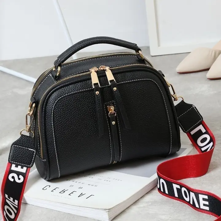 Bolso de hombro de las mujeres de cuero de la PU Crossbody bolso pequeño del mensajero del bolso ancho del hombro del bolso - 1