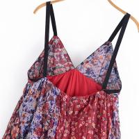 Vestido largo estilo vacacional holgado con estampado floral de verano 2025 con cuello en V y tirantes, nueva ropa de mujer. - details 6