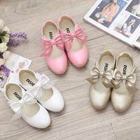 Zapatos de boda para niños Zapatos planos de cuero dorado, rosa y blanco con lazos para niñas, tallas 26-36 CSH791 - details 1