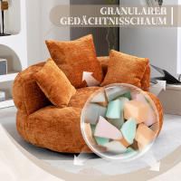 Sofá perezoso, tumbona cómoda y duradera, sillón tipo puf con respaldo alto y tres cojines para adultos y niños, interior y exterior, sillón individual para juegos para dormitorio, oficina (chenilla naranja) - details 2