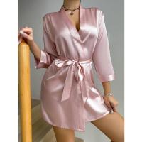 Pijamas de verano para mujer, estilo europeo y americano, delantal de gasa, albornoz sexy, vestido tejido a mano de seda helada. - details 24