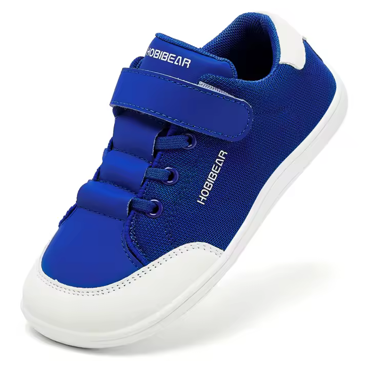 HOBIBEAR Zapatos descalzos con punta ancha para niños y niñas, zapatillas minimalistas, zapatos ligeros de cuero Artificial con malla con gancho - 1