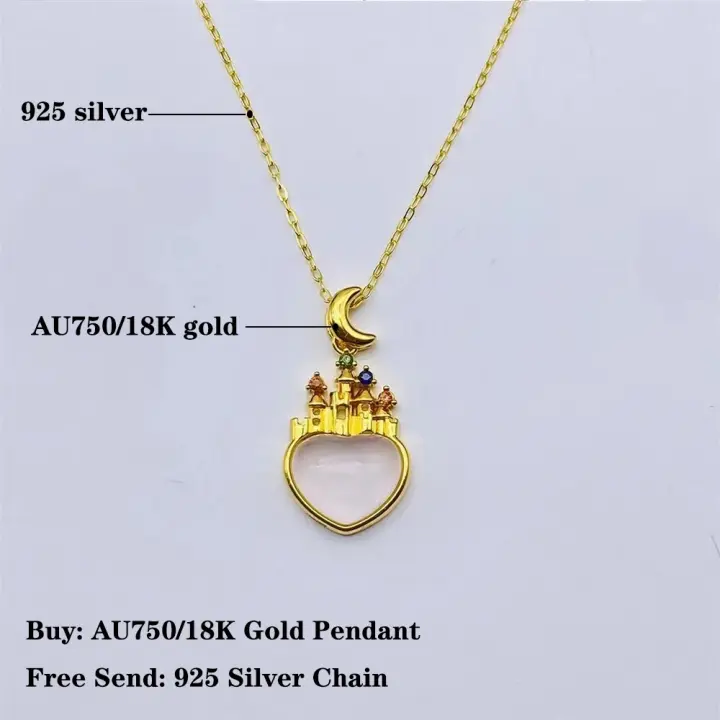 Colgante de Castillo de Concha Blanca de Oro 18K Auténtico Regalo Romántico Clásico para Mujer - 1